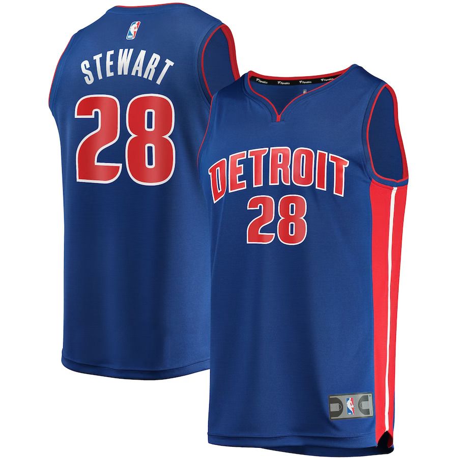 Men Detroit Pistons 28 Isaiah Stewart Fanatics Branded Blue Fast Break Replica NBA Jersey